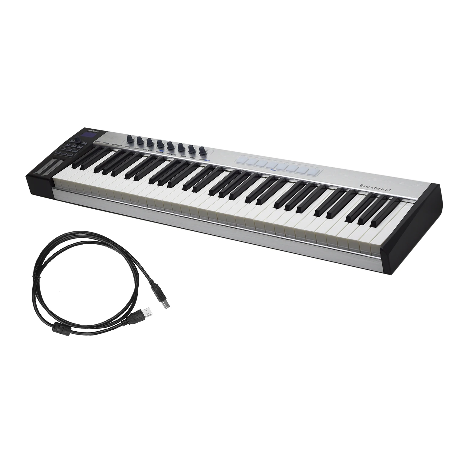 USB MIDI-контроллер WORLDE Blue whale 61 полувзвешенная клавиша 8 RGB-подсветки триггерные