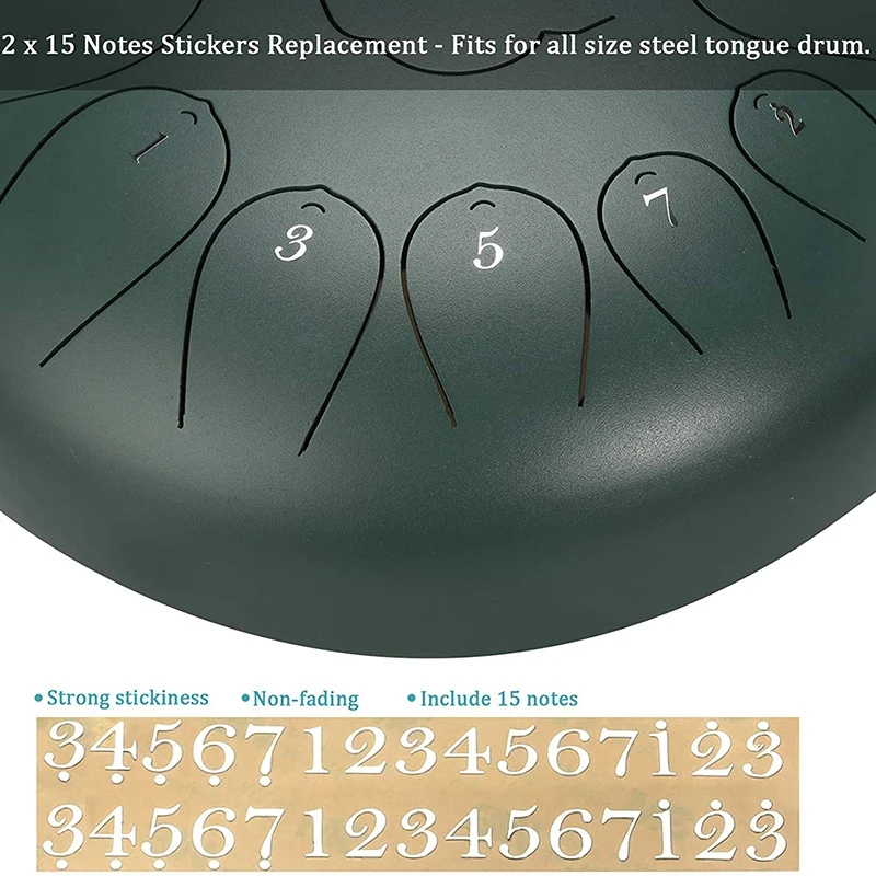 Steel Tongue Drum Finger Sleeves Set Silicone Knocking Picks Cover Drumstick Holders& Notes Stickers |