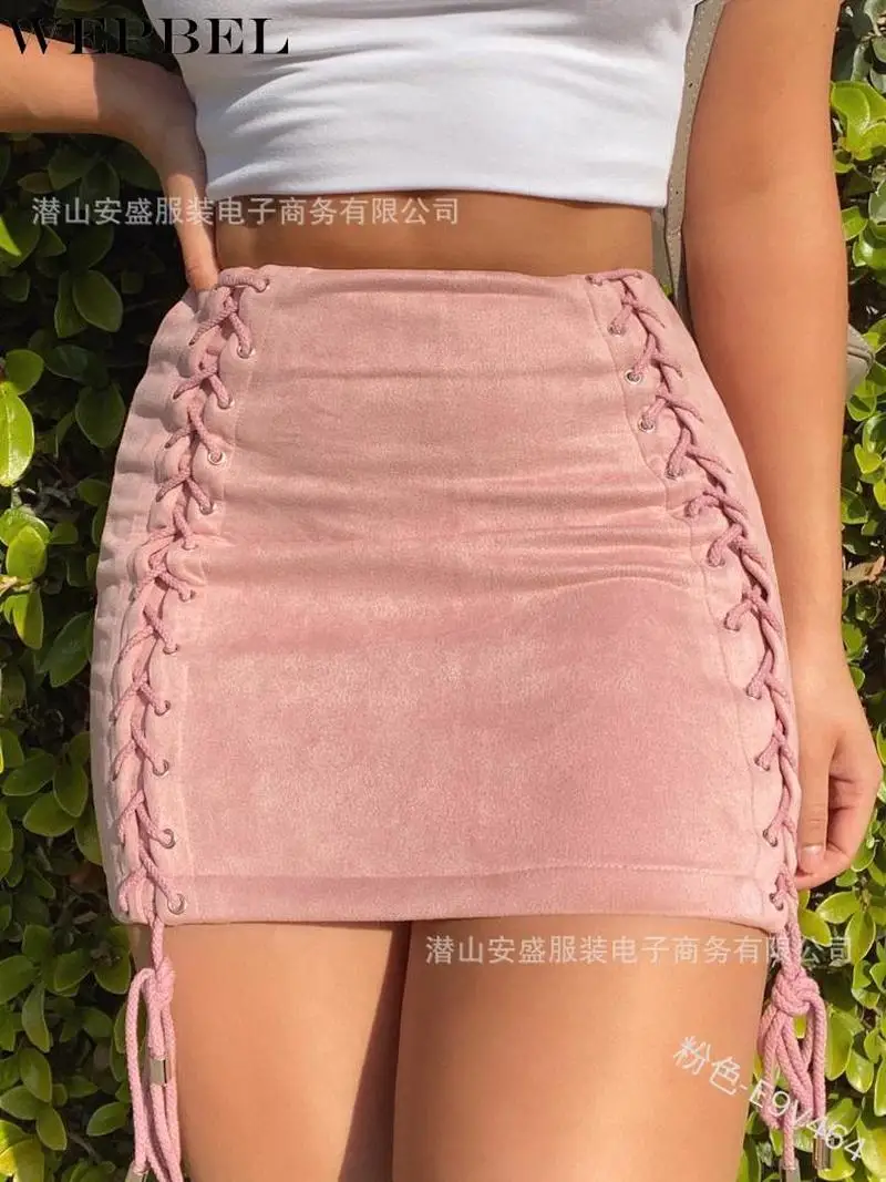 

WEPBEL Women Vintage Skinny Drawstring Bandage Bodycon Skirt Ladies Elegant High Waist Slim Fit Irregular Pencil Skirt