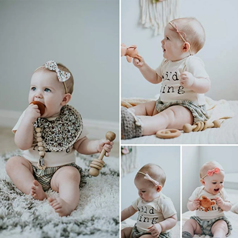 

Baby Print Knotted Bow Hair Band 10 Pieces / Set of Children'S Hair Accessories Set Artificial Flower Baby Hair Band