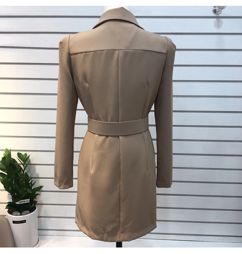 Trytree Autumn Winter Women Casual Dress Turn-down Collar Single Breasted Pockets Belt 5 Colour Slim fit Fashion Mini Dress