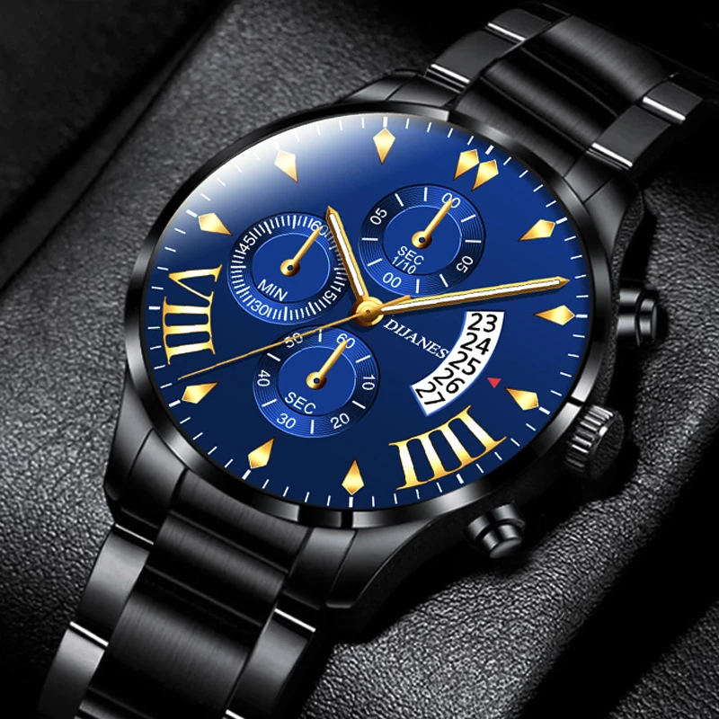 Часы наручные мужские кварцевые модные роскошные золотистые из нержавеющей