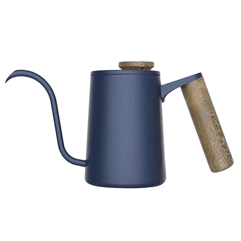 

600ML Stainless Steel Coffee Pot Kettle Gooseneck Spout Teapot Barista Tools Blue