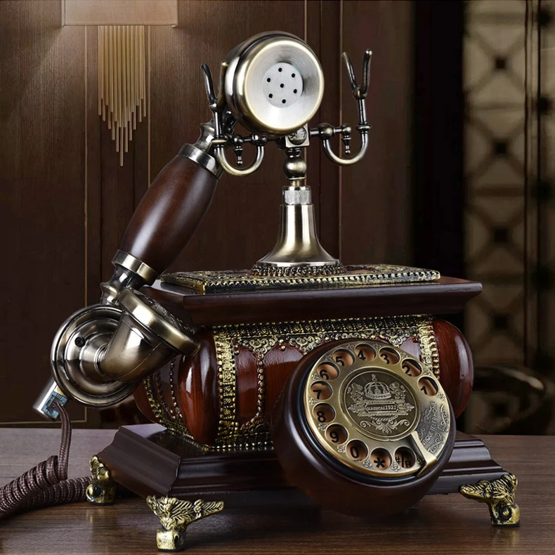 Vintage solid wood phone antique rotary dial vintage fixed telephone | Компьютеры и офис