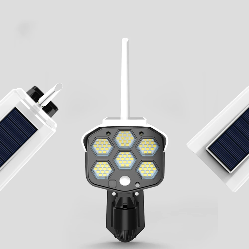 

Outdoor Waterproof Motion Sensor Wall Light Fake Monitoring 84 LED Solar Powered Solar Panel Wall Lamp Decorative Light