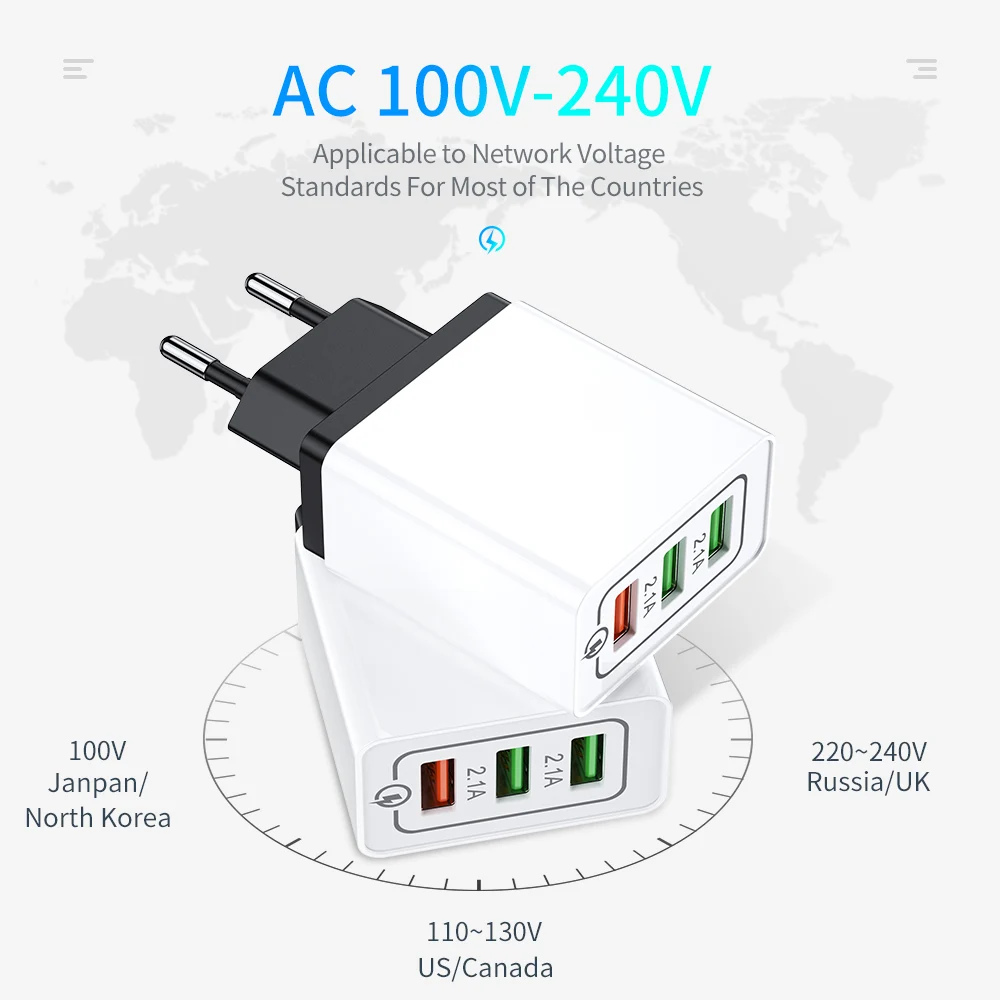 YKZ 3 USB зарядное устройство Быстрая зарядка 0 Зарядка адаптер 24 Вт мобильный
