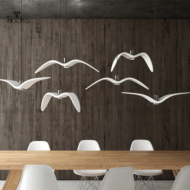 

Kobuc Nordic Seagull Design Resin Led Pendant Light For Bar/Kitchen Birds Acrylic Lustre Ceiling Suspension Luminaire Light