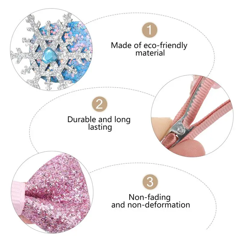 

5pcs Snowflake Hair Clips Durable Practical Bow Hairpins Set Hair Accessories Hair Barrettes for Ladies Gifts Girls
