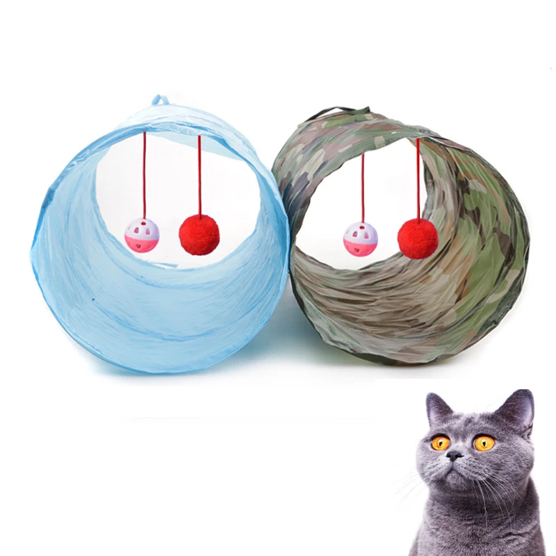 Забавные Pet туннель для кошек 2 отверстия играть пробки шарики - Цена: 223,55 руб.