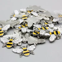 10 bulk 1726mm silver tone metal enamel bee charms bumble bee drops yellow and black pendant for women jewellery supplies lo49