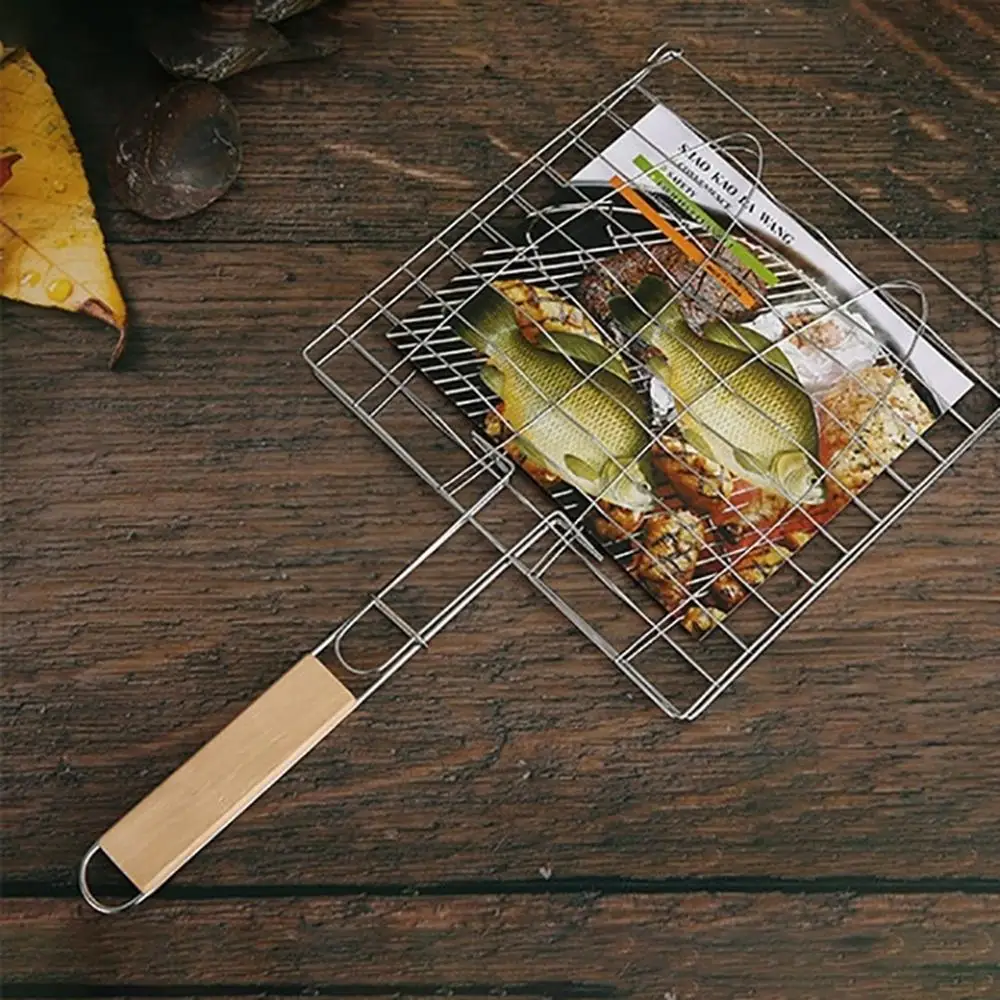 1 шт. рыбой зажим с антипригарным покрытием для барбекю рыбы Портативный сетка