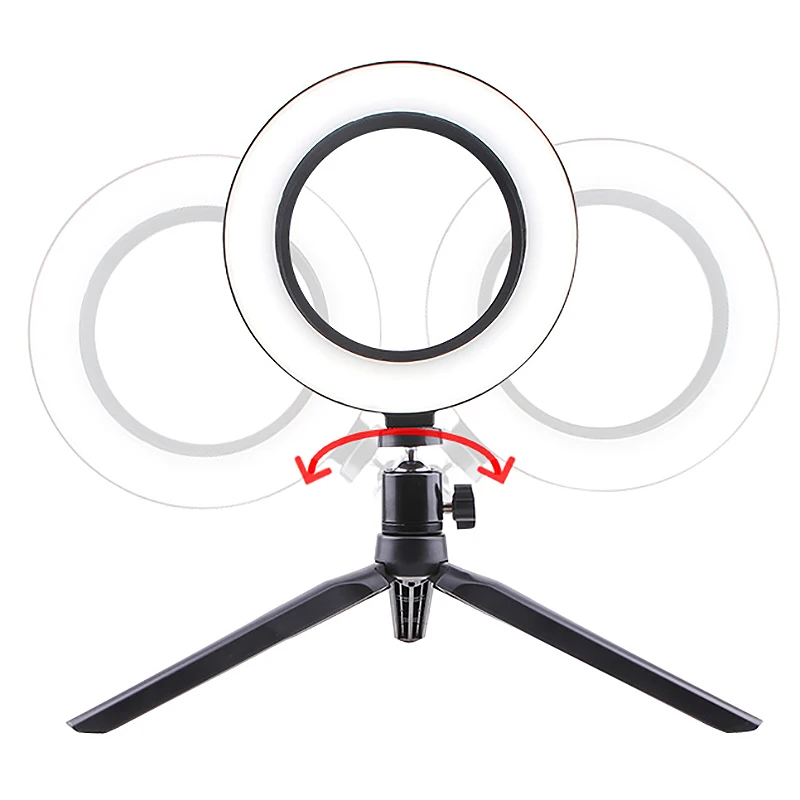 Кольцевая лампа 10 дюймов светодиодная настольная с регулируемой яркостью для