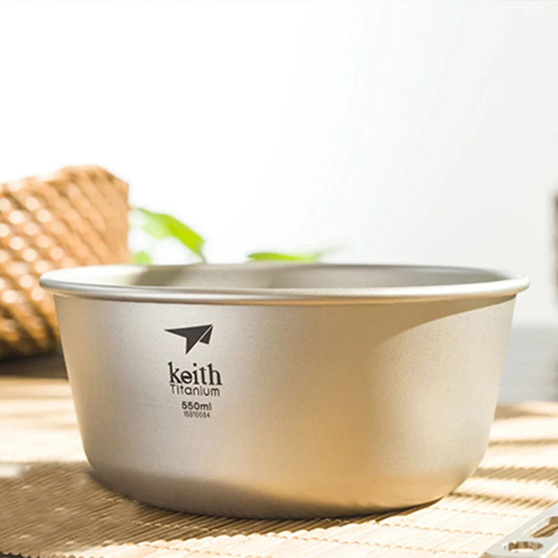 

Pure Titanium Bowl Non Slip Double Layer Bowls for Adult Kitchen Tableware Walled Heat Insulation Smooth Bowls 550ml Ti5322