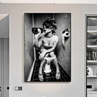 Черно-белая привлекательная девушка, курительная, сидит в туалете, холст, картина, плакаты и принты, настенное искусство, женщина, картина, декор комнаты