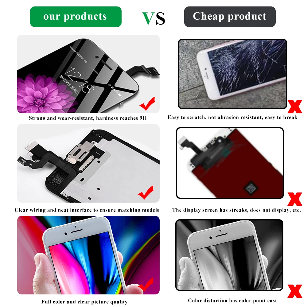 ЖК экран для iPhone 6 6S 7 8 Plus X XR XS MAX ремонта дисплея защита экрана из закаленного