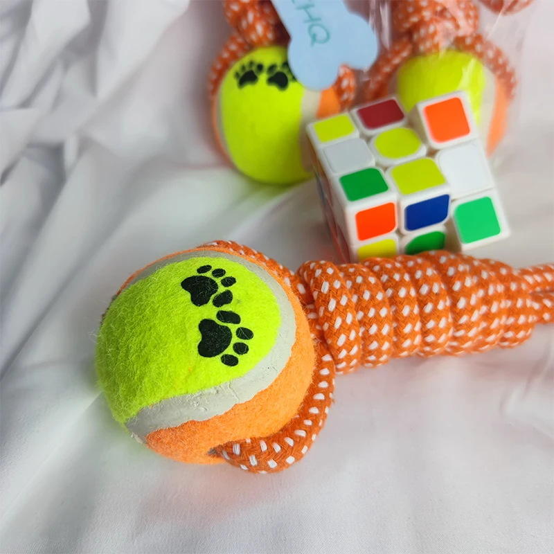 MZHQ 1 шт. оранжевый с шариком хлопковая веревка поп-Конг игрушки для собак