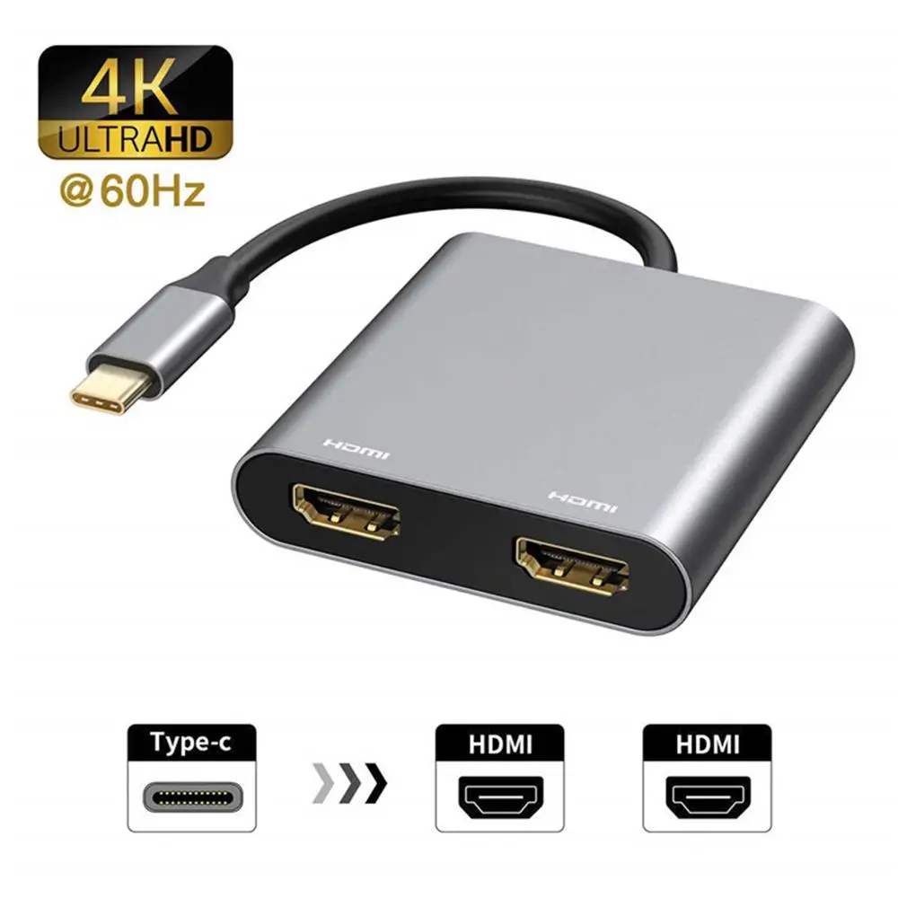 Type chdmi совместимый 4K USB C к двойному HDMI 3 0 PD зарядный кабель для MacBook Samsung Dex Galaxy