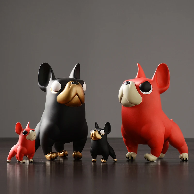 

Creative French Bulldog Black/red Lovely Animal Dog Figurines &amp Miniatures Arts And Crafts Ornaments Home Decoration Accessor