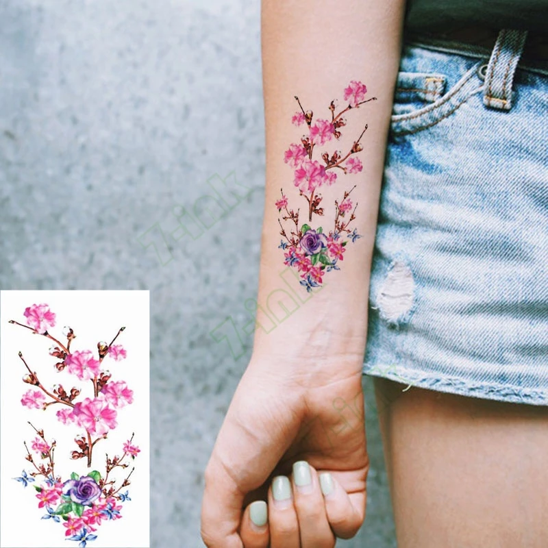 Переводятся с помощью воды татуировки красивое платье цветочным принтом из