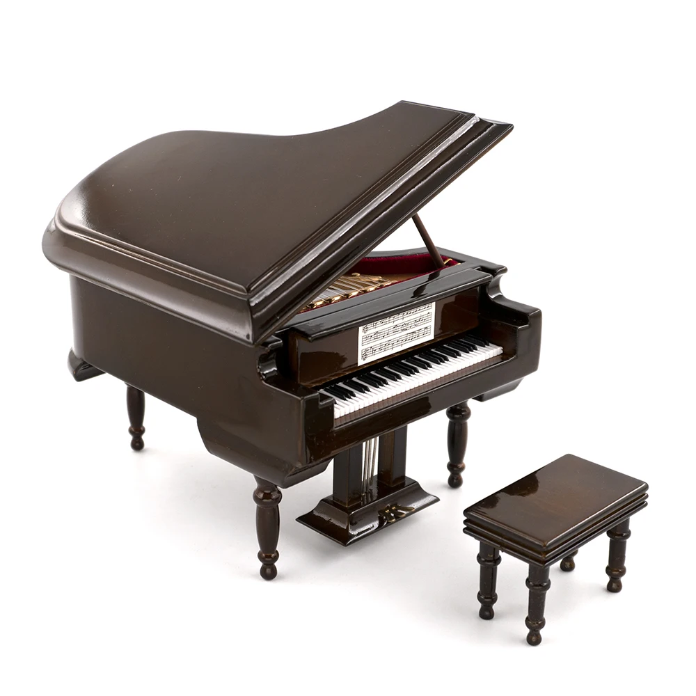 Miniature Grand Piano Model with Stool Mini Musical Instrument 1/12 Dollhouse Action figure Accessories bjd 1/8 1/10 1/14