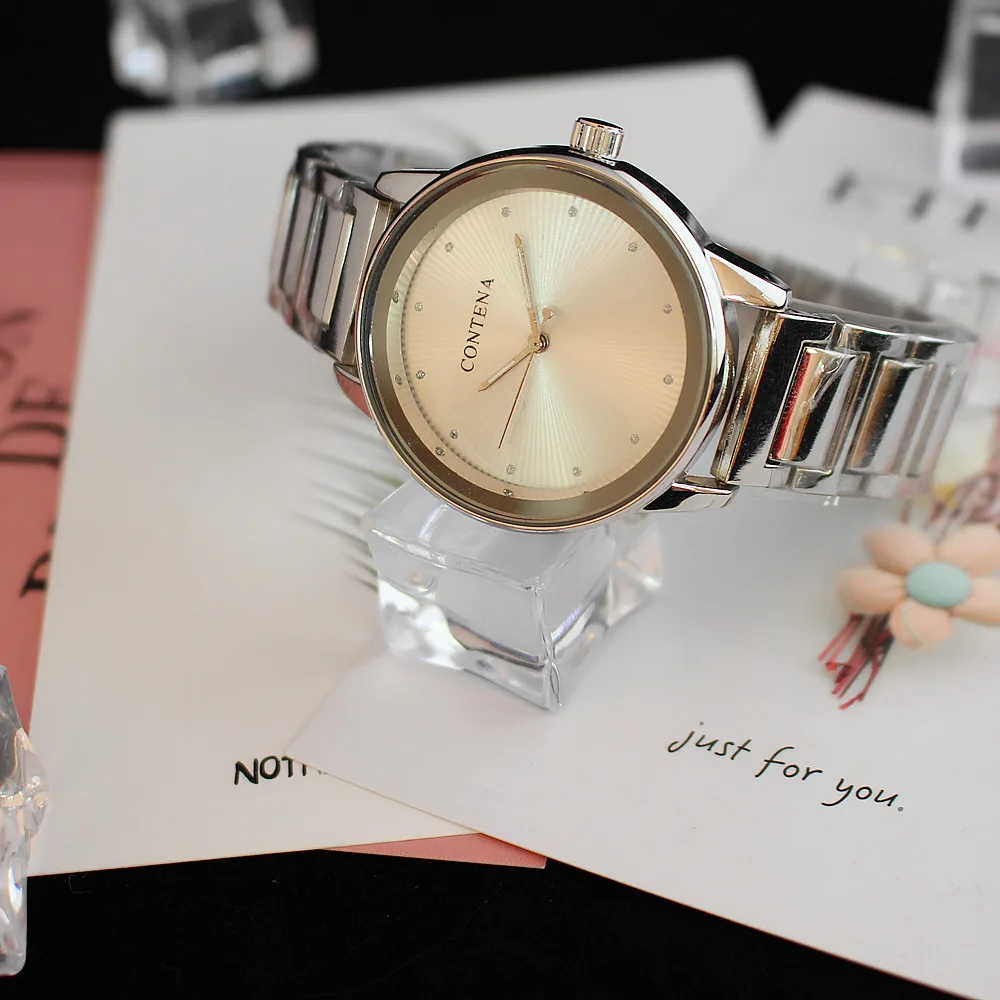 Reloj Mujer 2010 Новые CONTENA женские часы модные серебряные для женского платья подарки