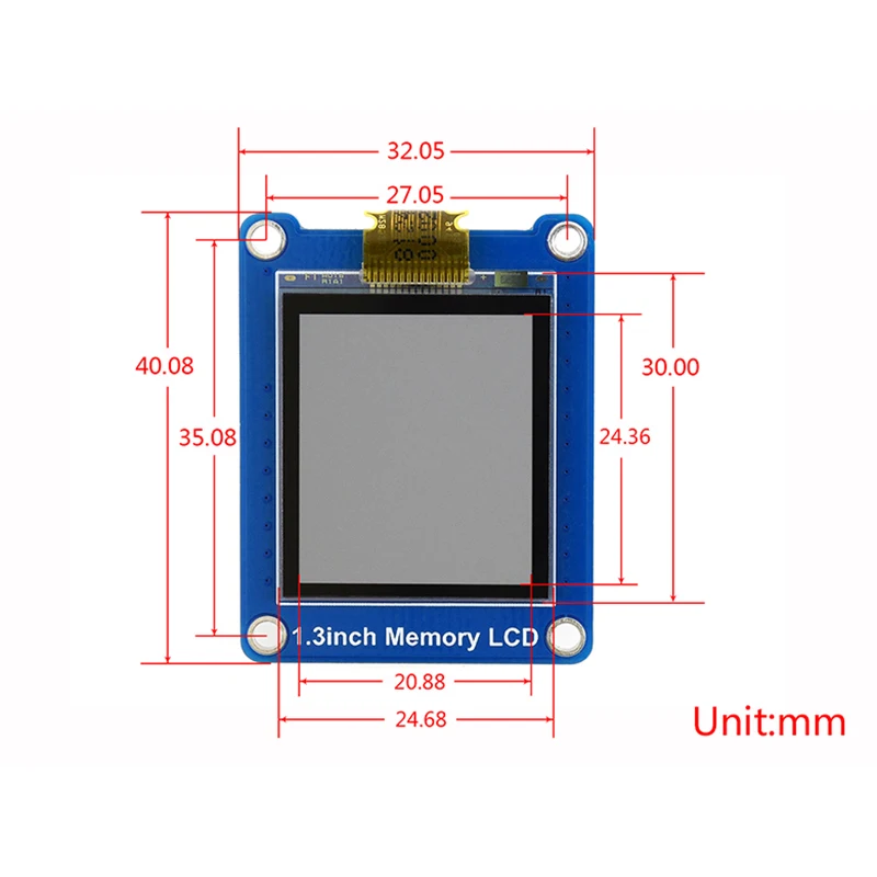 

Black/White 1.3inch Memory LCD Display Module for Raspberry Pi 4B / 3B+ / 3B / Zero WH, 144x168 Pixles SPI Interface