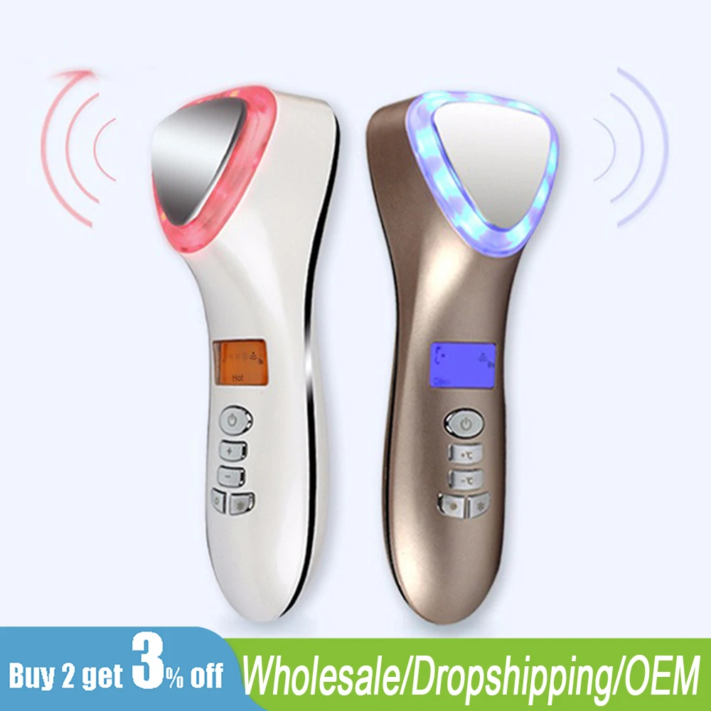 

Ultrasonic Cryotherapy LED Hot Cold Hammer Facial Lifting Vibration Massager Face Body Spa Import Export Ion Beauty Equipment