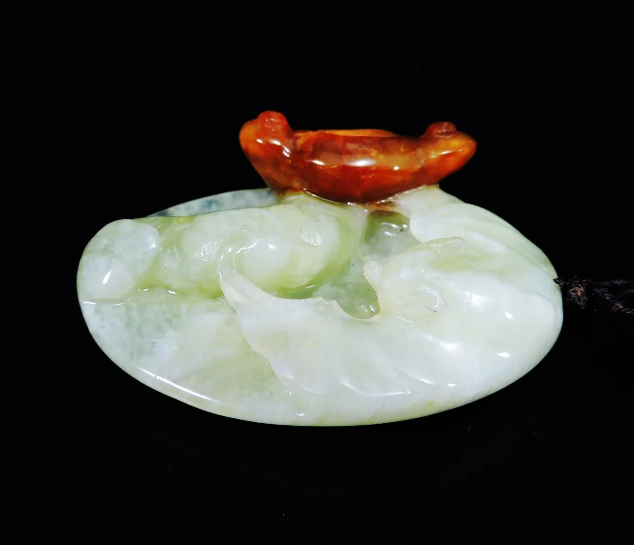 

Jade Jewelry Natural Jade Pendant Necklace Hand-Carved Ruyi&bat Jadeite Necklace Pendant Gift No Treatment 829f