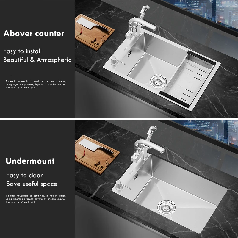 20 Калибр 304 дюйма зеркальная установка одиночная раковина ручной работы матовая