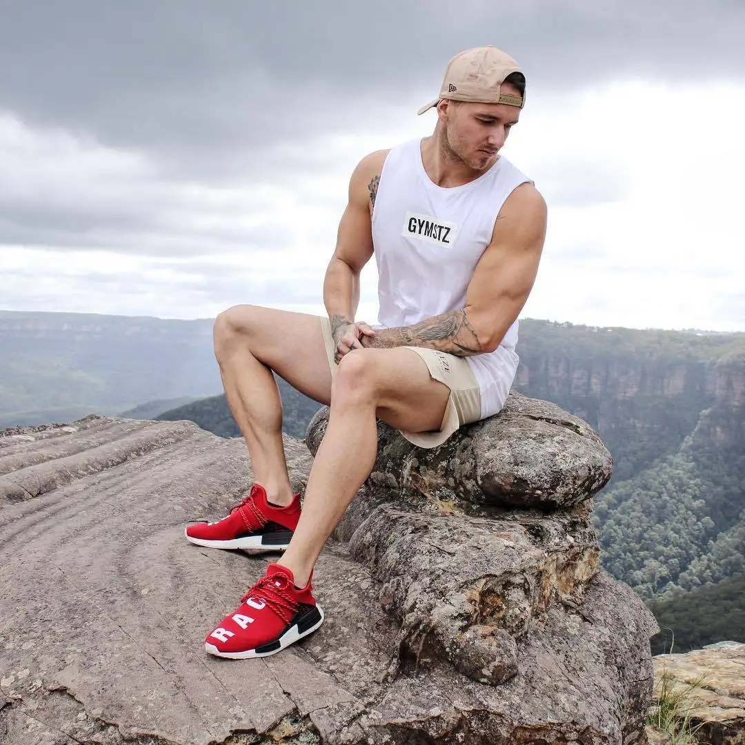 

Muscle European and American brothers 2019 summer new sportswear men's fitness sports breathable slim cotton vest men