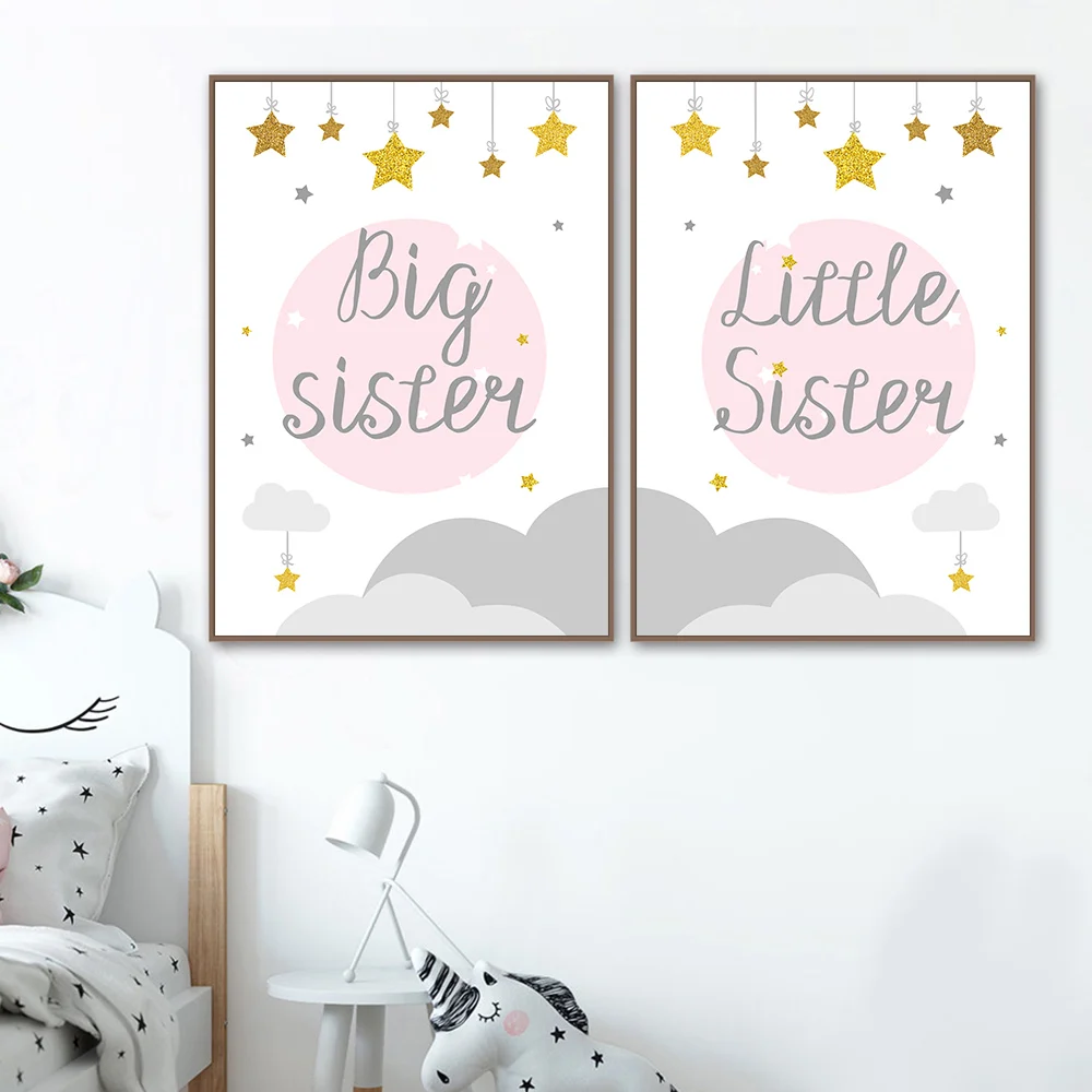 Большая и Little Sister холст картины плакат смешно детского принты для детской