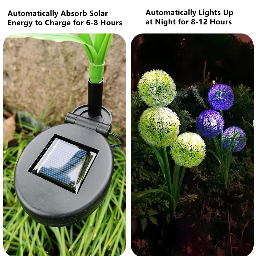 

Solar Flowers Lights Outdoor - 1-12 Pack Solar Garden Lights, Dandelion Flower Stake Lights, Courtyard Decorative Lighting