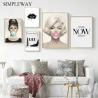 Одри Хепберн Мэрилин Монро модный постер для девочек холст с черными губами Настенная картина Современное украшение картина