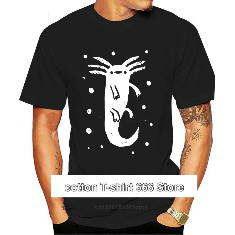 

Axolotl-Camiseta с принтом для мужчин, хлопчатобумажная футболка, короткая футболка, широкая, неформальная