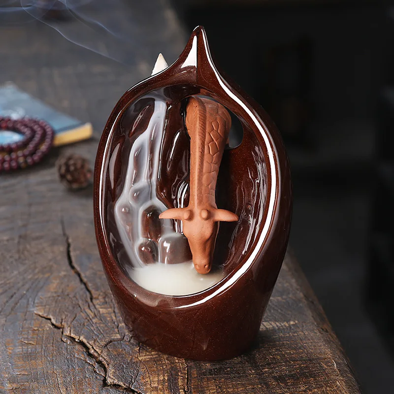 

Ceramic Smoke Backflow Aromatherapy Burner Creative European Style Pet Ornaments Giraffe Tower Incense Return Incense Burner