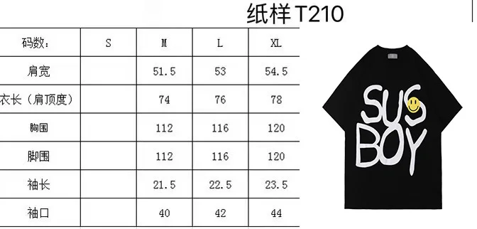 

Travis high street hip hop alphabet print T-shirt Street loose Street fun smiley face grab print Short Sleeve Tee
