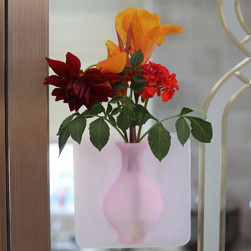 Съемные Волшебные силиконовые вазы наклейки Висячие листья бутылки стикеры на