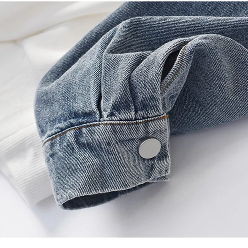 

2021 Spring Women Vintage Pullover And Sweaters Patchwork Denim Jacket Knit Jumpers Loose Styler Korean Slim Pull Jumpers