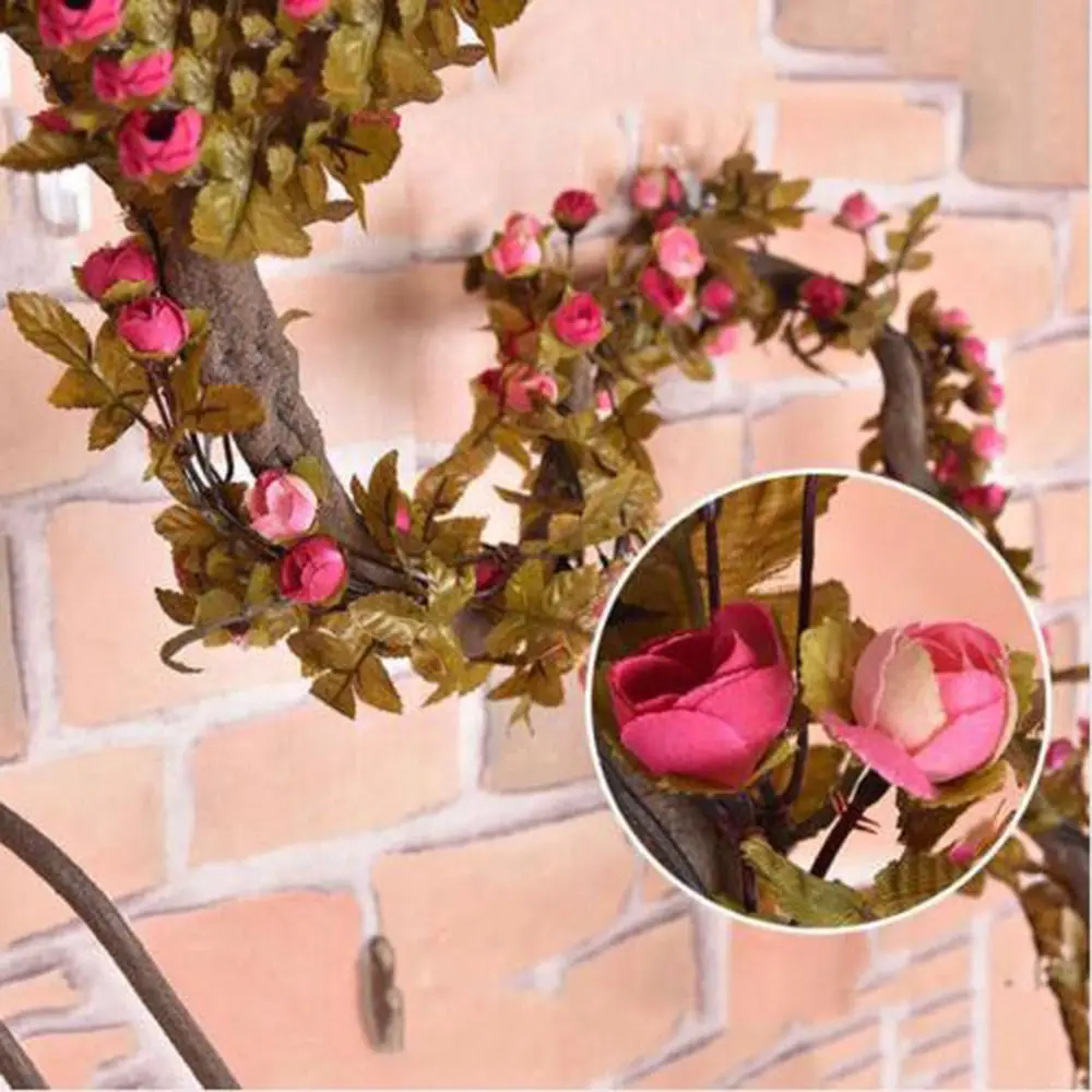 

2.2m 42heads Fake Silk Roses Ivy Vine Artificial Flowers With Green Leaves For Home Wedding Decoration Hanging Garland Decor