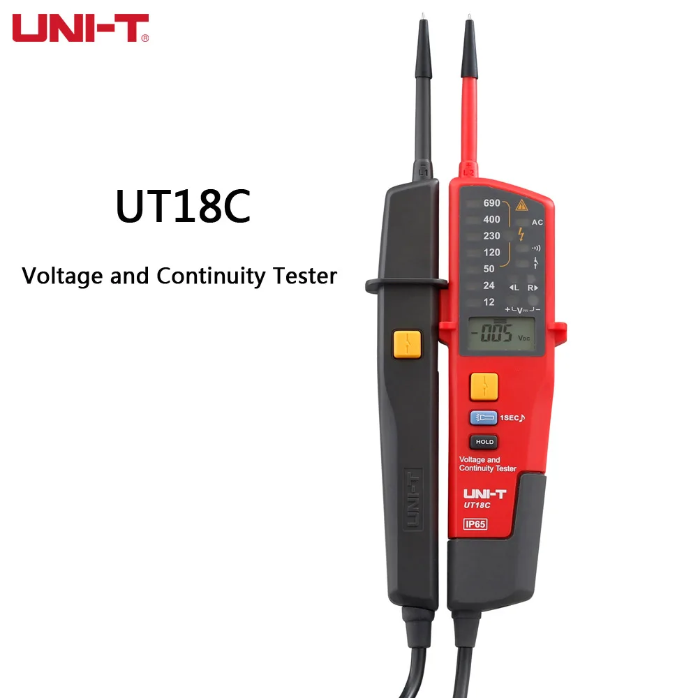 

UNI-T UT18C UT18D AC Voltage Continuity Tester Phase Rotation LED Auto Range RCD Test Polarity Detection Waterproof Function