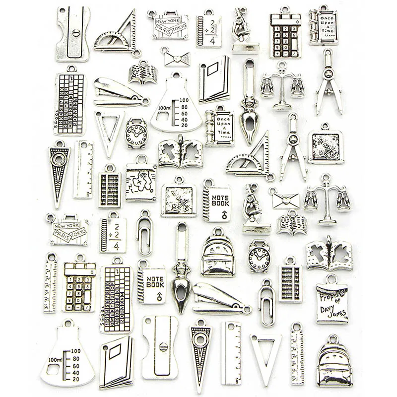 

56pcs Mixed Styles animal Leaf Heart Key Crown Charms Pendants DIY Jewelry for Necklace Bracelet Making Accessaries