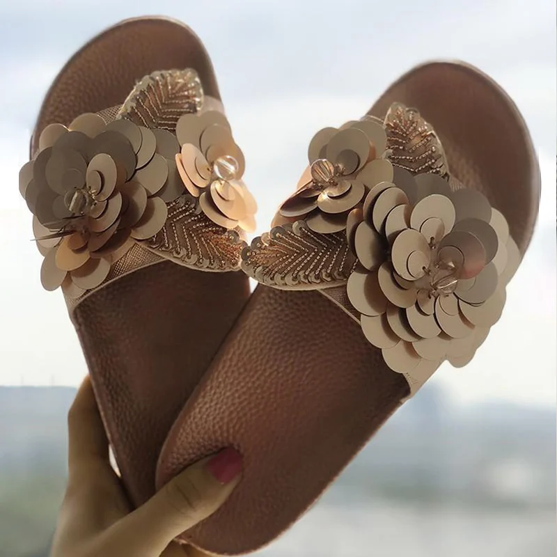 

Шлепанцы женские с блестками, мягкая Нескользящая повседневная обувь на толстой подошве, летние Тапочки