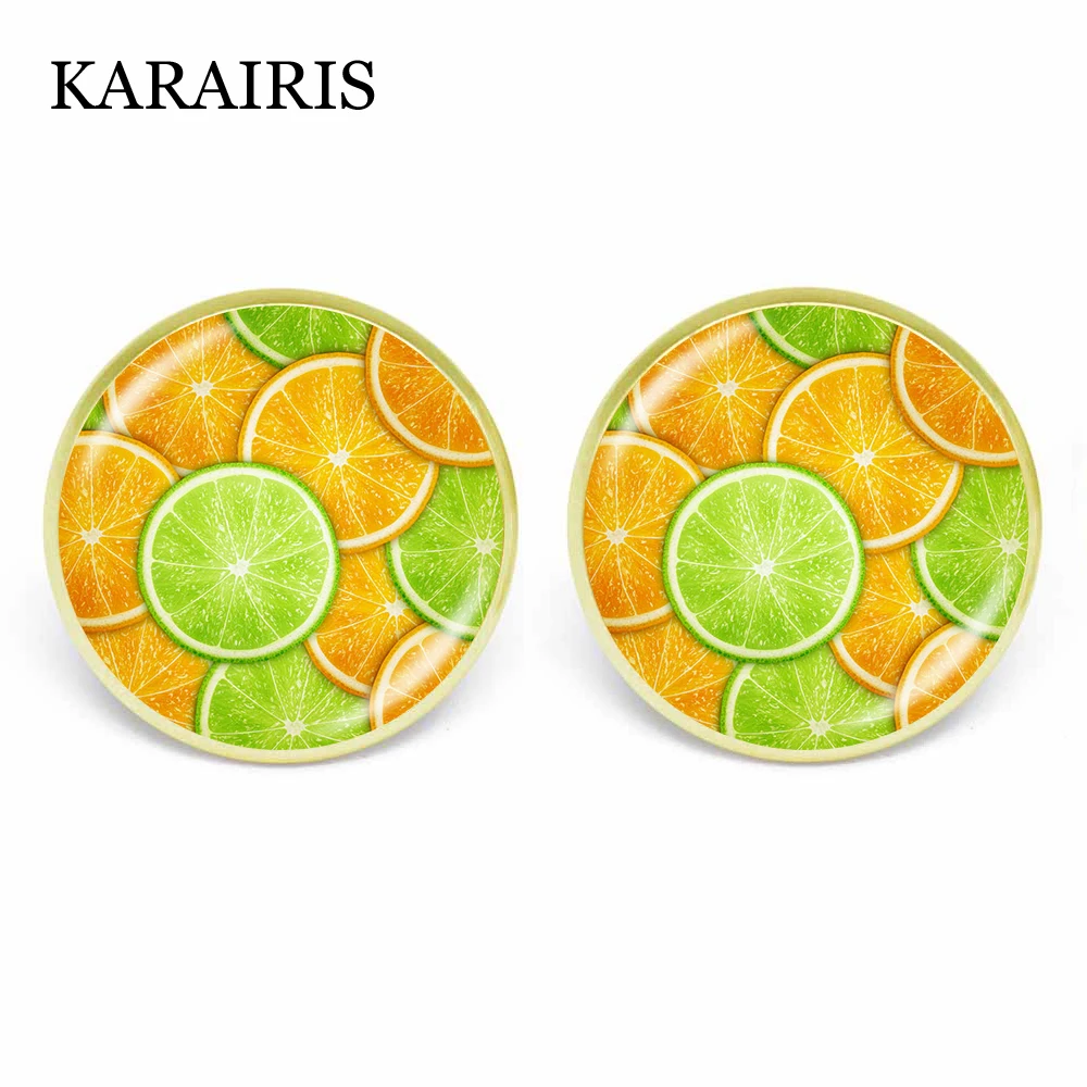 

KARAIRIS 2020 новые очаровательные серьги в виде фруктов «лимон» ювелирные изделия стеклянный купол лимонный кабошон серьги для женщин девушек П...