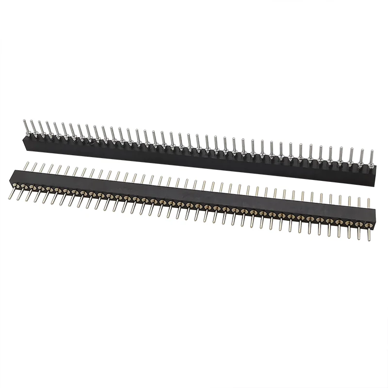 

2Pcs 1.778mm 40 Pin Single Row Male Female Plug Socket Pin Header Connector 1x40P PCB Board Strip Black
