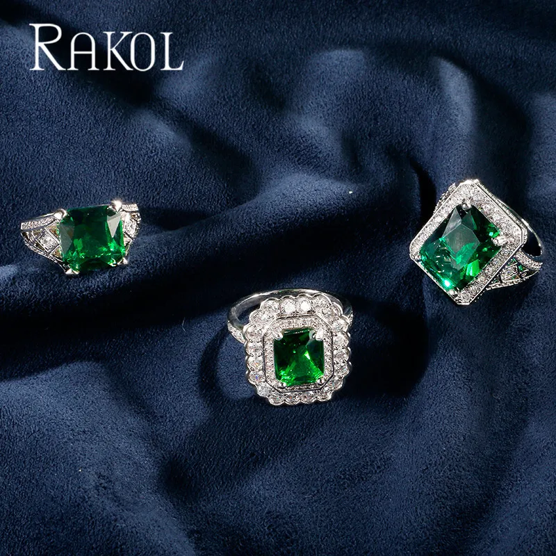 RAKOL роскошное классическое кольцо в форме кубоида для невесты с кубическим
