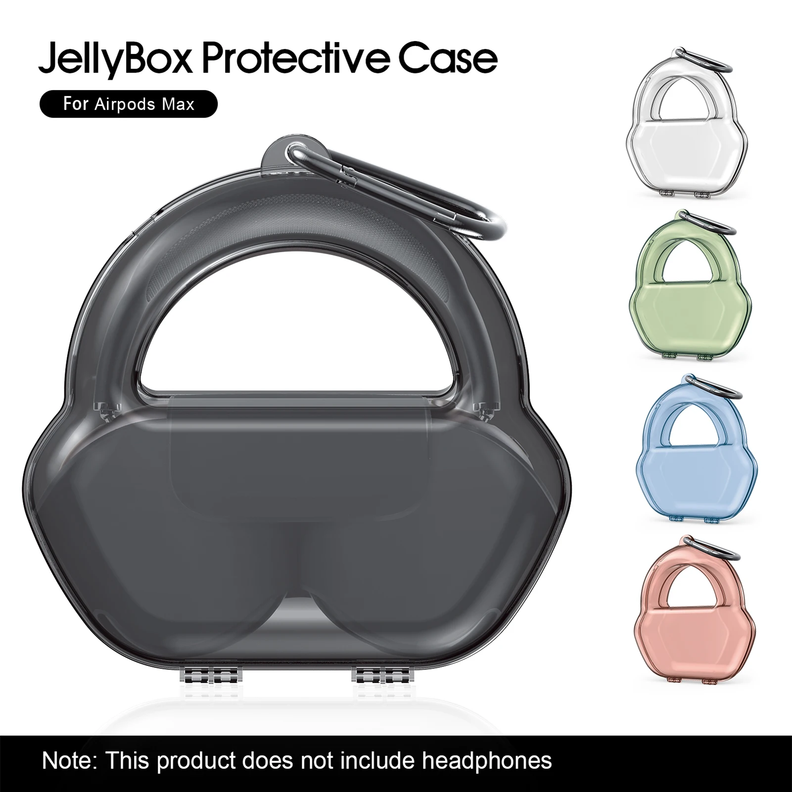 

Headphones Case Protective Box With Carabiner For AirPods Max Headphones Protective Full Cover Storage Bag PP Material Drop Ship