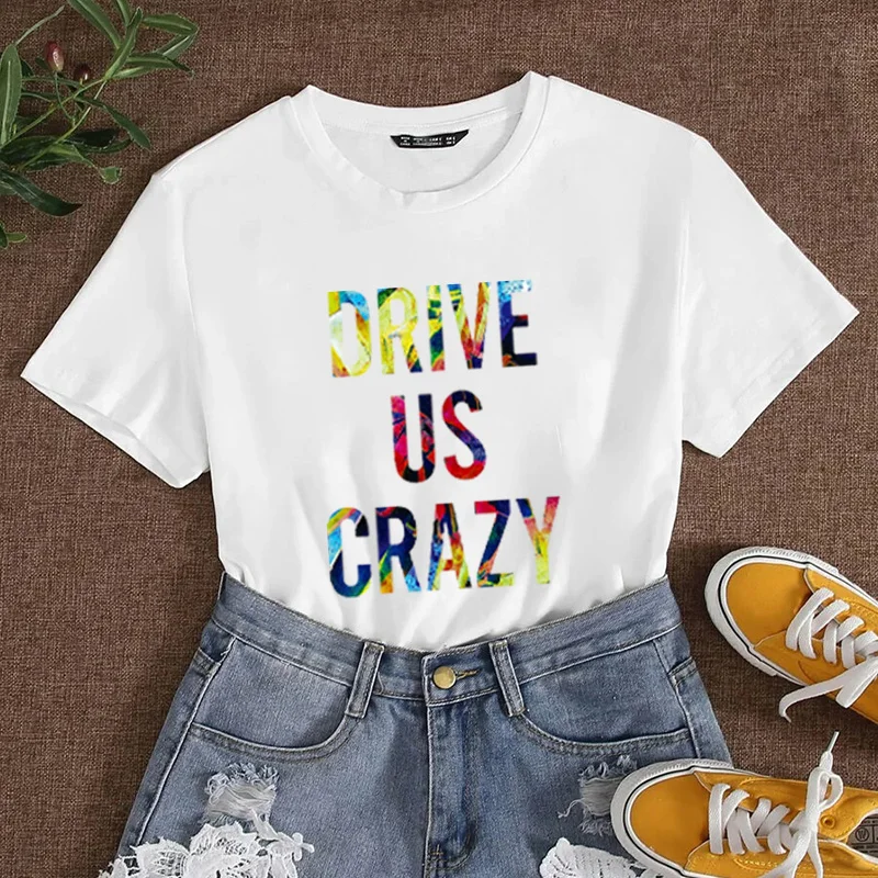 

Women's Summer Top Letter Laser Print Tee O Neck Casual Short Sleeve Harajuku Ladies T Shirts Korean Tops High Quality Korean