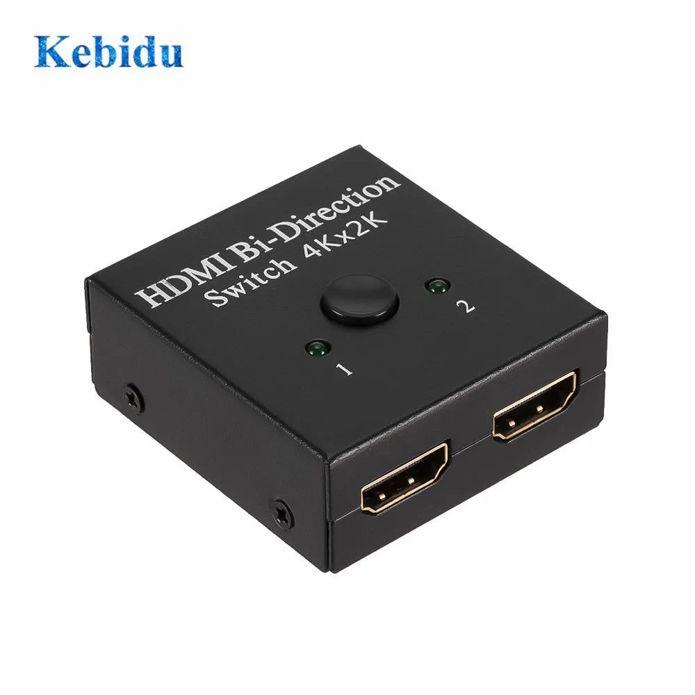 KEBIDU 4K переключатель 2 порта двунаправленный 1x2 / 2x1 коммутатор сплиттер Ultra HD 1080P HDCP