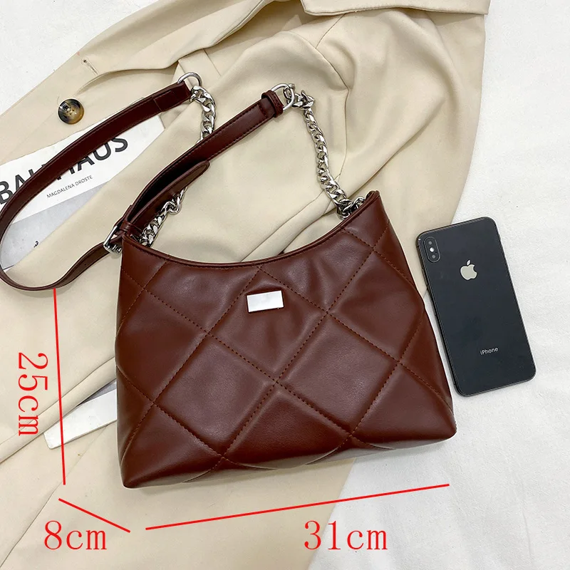 

Vintage Chain Designer PU Leather Crossbody Bags For Women 2021 Winter Women's Trend Handbags Branded Trending Cross Body Bag