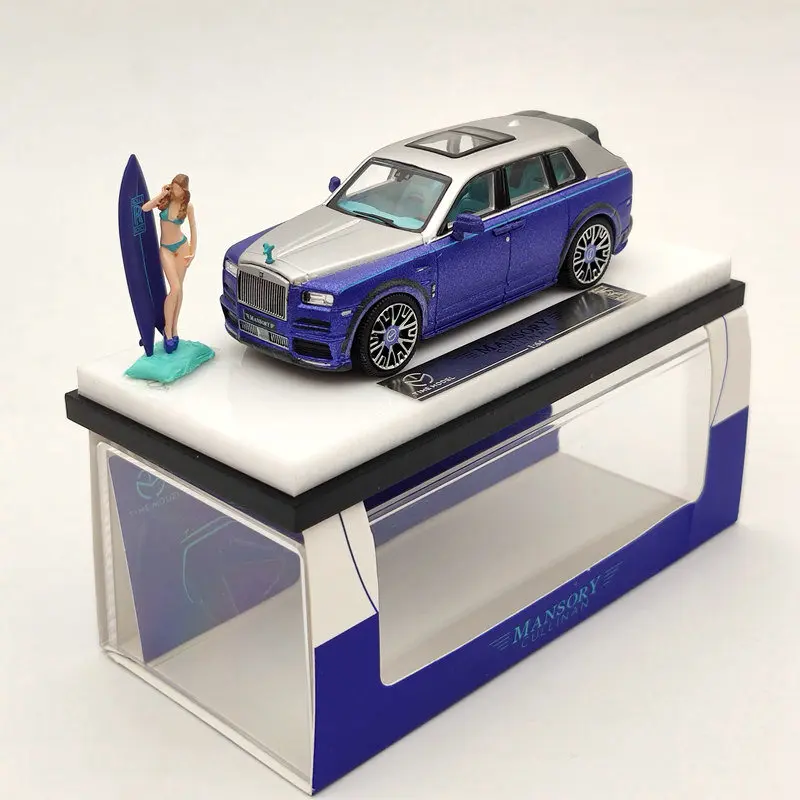 Модель времени 1:64 для Rls ~ Rce SUV CULLINAN Mansory Blue с фигуркой литая модель автомобиля |